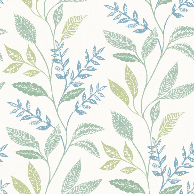 media image for sample cottage vine green peel and stick wallpaper by roommates for york wallcoverings 1 221