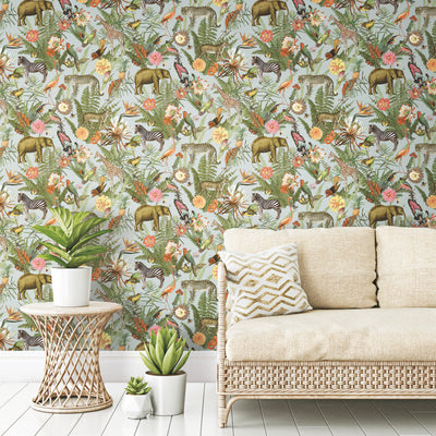 product image for Tropical Zoo Peel & Stick Wallpaper in Green/Blue by RoomMates 58