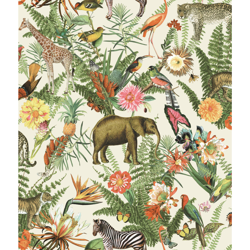 media image for Tropical Zoo Peel & Stick Wallpaper in Green by RoomMates 217