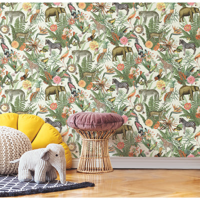 product image for Tropical Zoo Peel & Stick Wallpaper in Green by RoomMates 84
