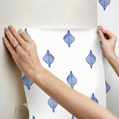 product image for Watercolor Foulard Peel & Stick Wallpaper in Blue 6