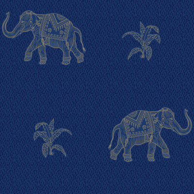 product image for Elephant Walk Peel & Stick Wallpaper in Blue/Gold 98