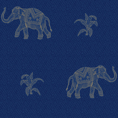 product image of sample elephant walk peel stick wallpaper in blue gold by roommates 1 510