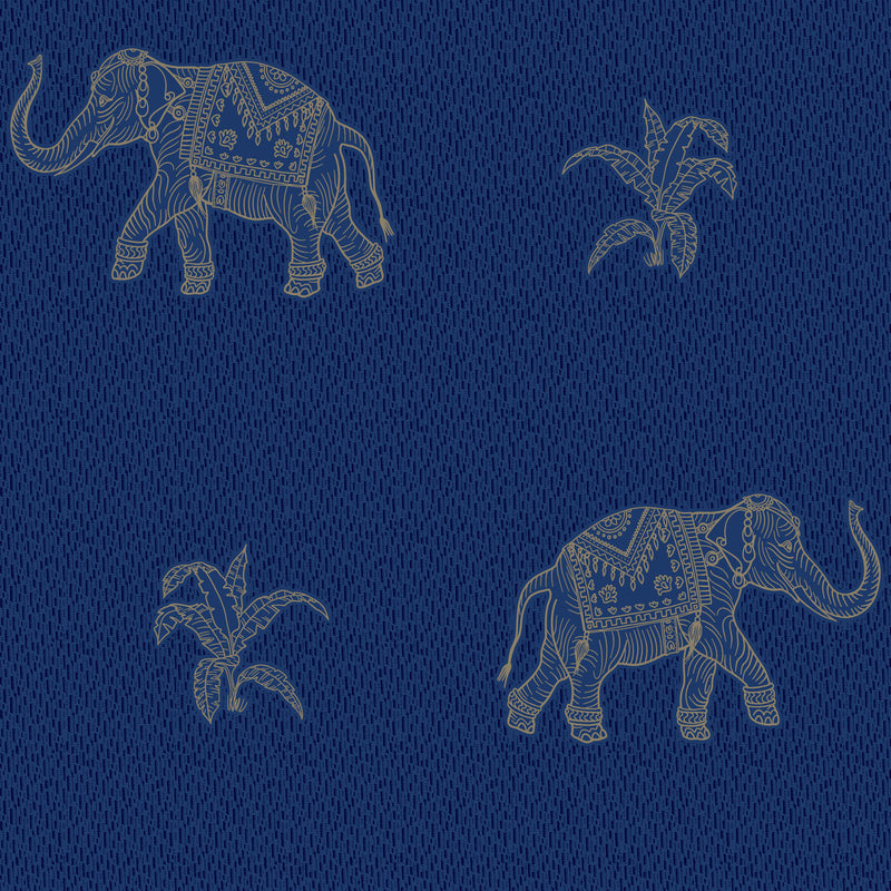 media image for sample elephant walk peel stick wallpaper in blue gold by roommates 1 284