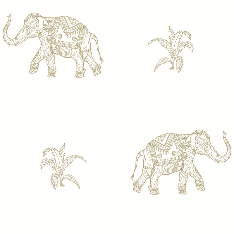 media image for Elephant Walk Peel & Stick Wallpaper in Yellow 27