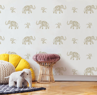 product image for Elephant Walk Peel & Stick Wallpaper in Yellow 9