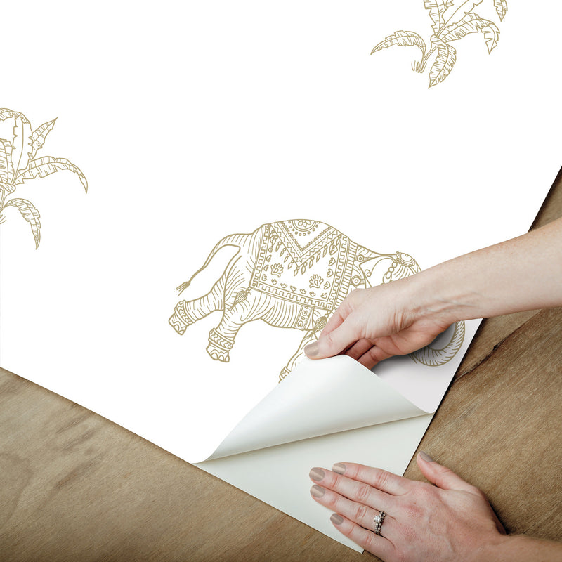 media image for Elephant Walk Peel & Stick Wallpaper in Yellow 222