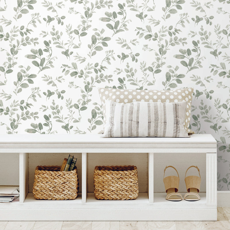 media image for Dancing Leaves Green Peel & Stick Wallpaper by RoomMates for York Wallcoverings 281