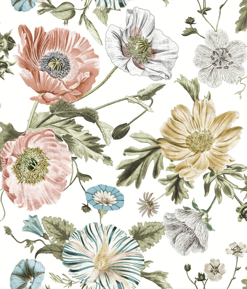 media image for Vintage Poppy Pink Peel & Stick Wallpaper by RoomMates for York Wallcoverings 215