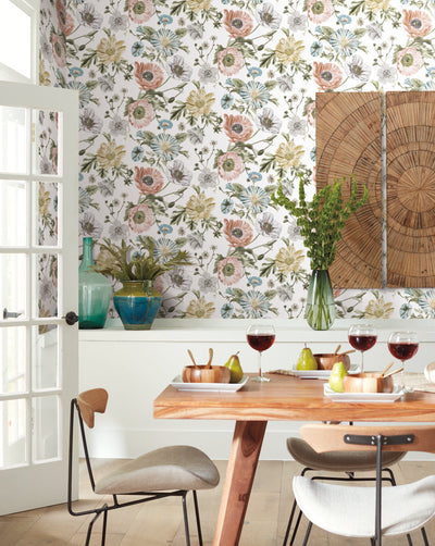 product image for Vintage Poppy Pink Peel & Stick Wallpaper by RoomMates for York Wallcoverings 39