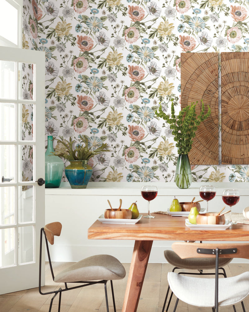 media image for Vintage Poppy Pink Peel & Stick Wallpaper by RoomMates for York Wallcoverings 20