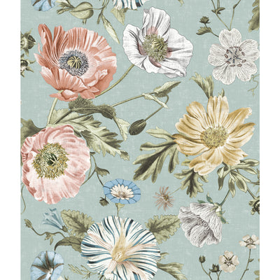 product image of Vintage Poppy Peel & Stick Wallpaper in Blue by RoomMates 598