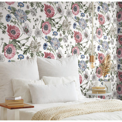 product image for Vintage Poppy Peel & Stick Wallpaper in Pink by RoomMates 87