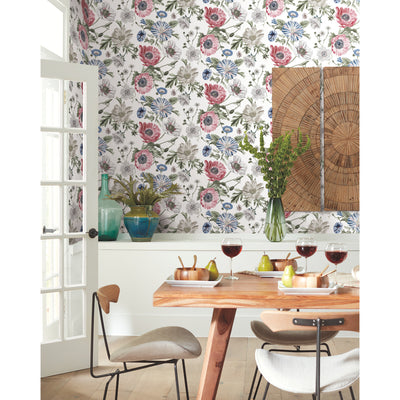 product image for Vintage Poppy Peel & Stick Wallpaper in Pink by RoomMates 55