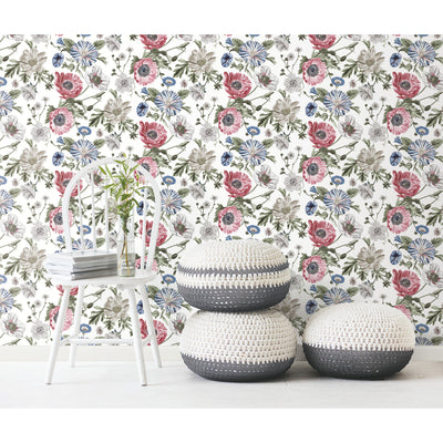 product image for Vintage Poppy Peel & Stick Wallpaper in Pink by RoomMates 65