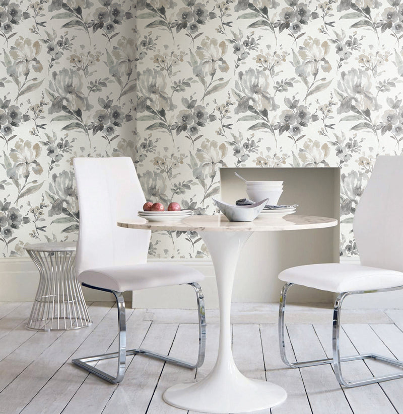 media image for Iris Grey Peel & Stick Wallpaper by RoomMates for York Wallcoverings 267