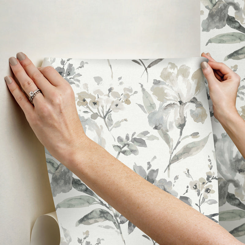 media image for Iris Grey Peel & Stick Wallpaper by RoomMates for York Wallcoverings 283