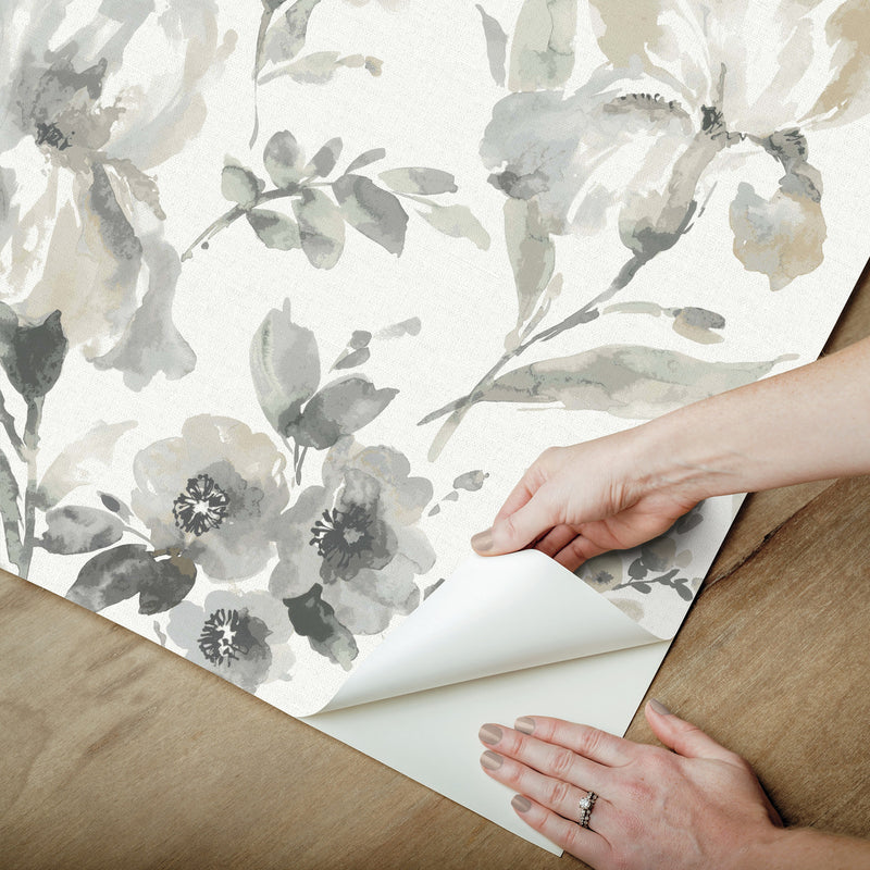 media image for Iris Grey Peel & Stick Wallpaper by RoomMates for York Wallcoverings 20