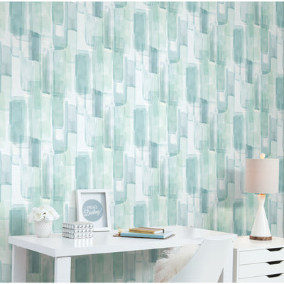 product image for Mr. Kate Watercolor Glass Peel & Stick Wallpaper in Blue by RoomMates 42