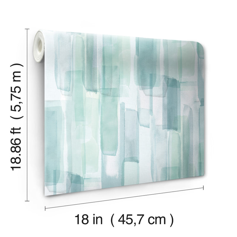 media image for Mr. Kate Watercolor Glass Peel & Stick Wallpaper in Blue by RoomMates 290