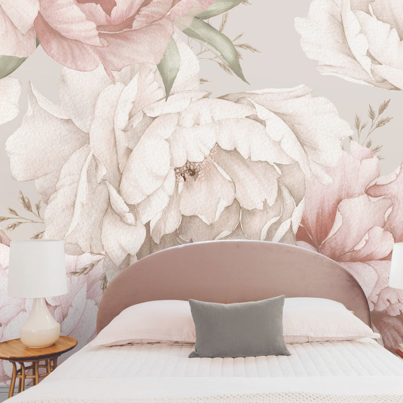 media image for Mr. Kate Watercolor Floral Peel & Stick Wall Mural in Pink by RoomMates 263