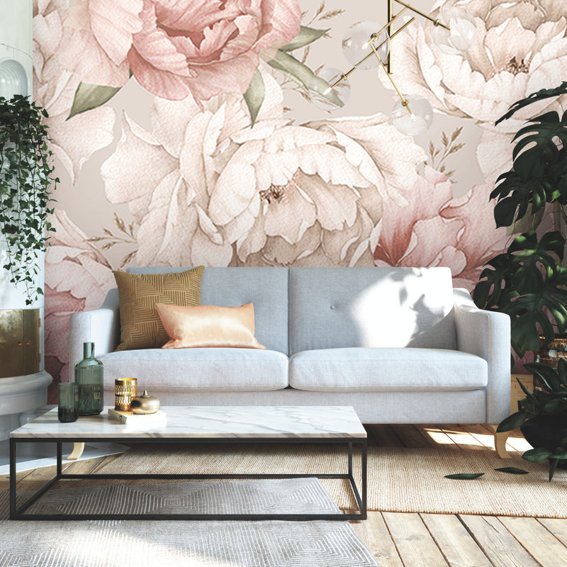 media image for mr kate watercolor floral peel and stick wall mural in pink by roommates 2 264