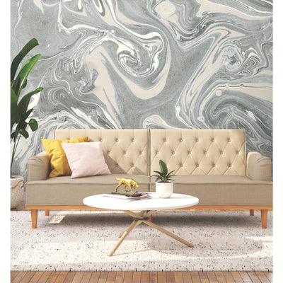 product image for Mr. Kate Acrylic Pour Peel & Stick Wall Mural in Grey by RoomMates 90