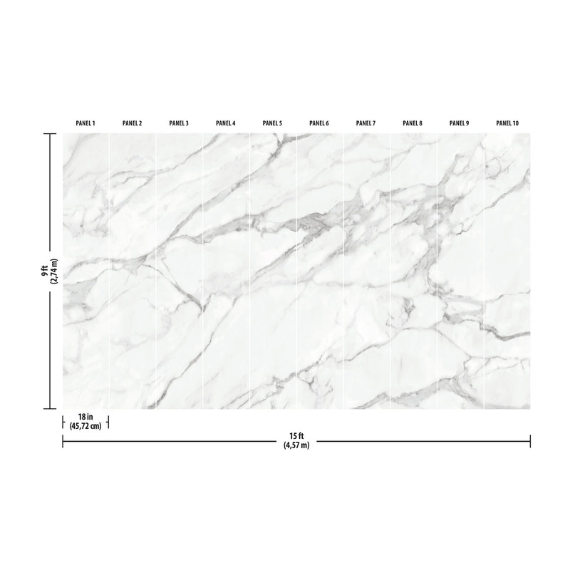 media image for Mr. Kate Marble Peel & Stick Wall Mural in Grey by RoomMates 242