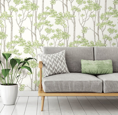 product image for Birch Grove Peel & Stick Wallpaper in Green 10