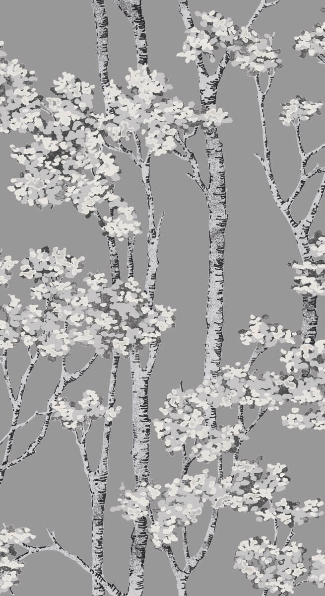 media image for Birch Grove Peel & Stick Wallpaper in Grey 23