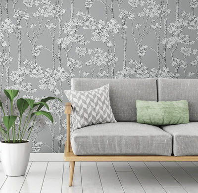 product image for Birch Grove Peel & Stick Wallpaper in Grey 52