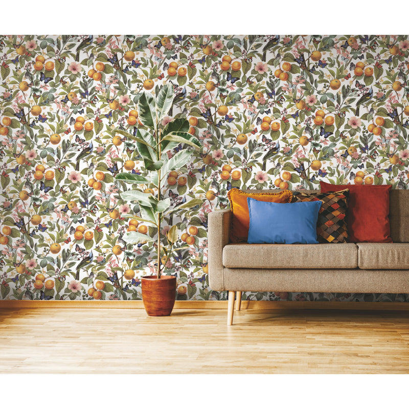 media image for Citrus Peel & Stick Wallpaper in White by RoomMates 231