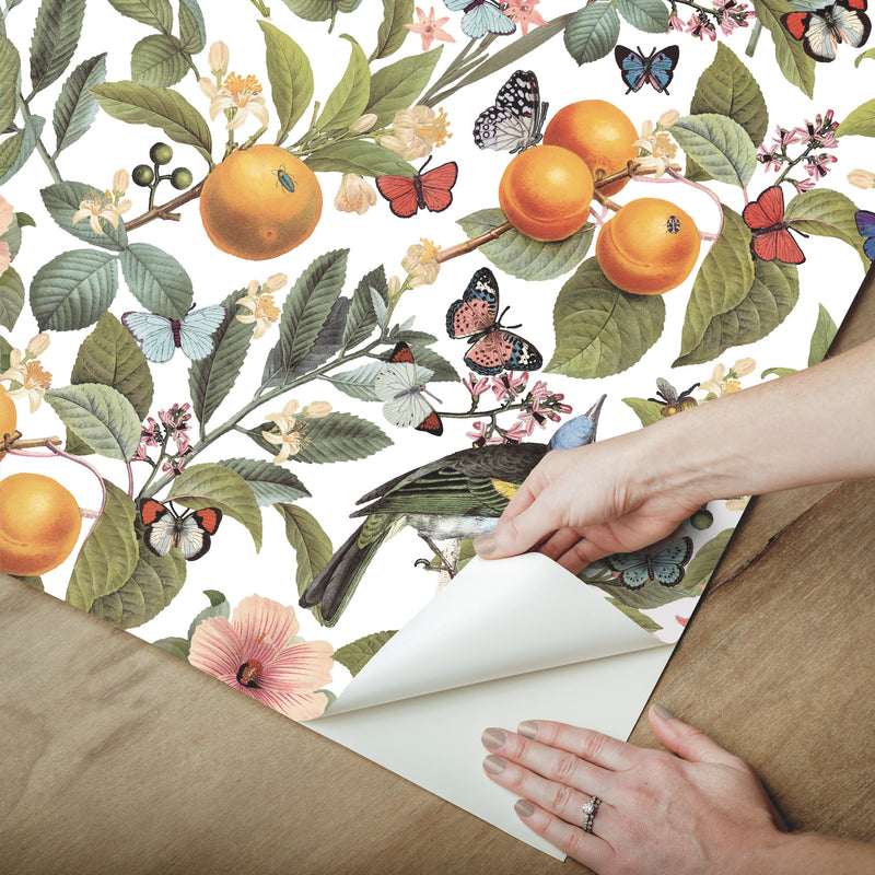 media image for Citrus Peel & Stick Wallpaper in White by RoomMates 285