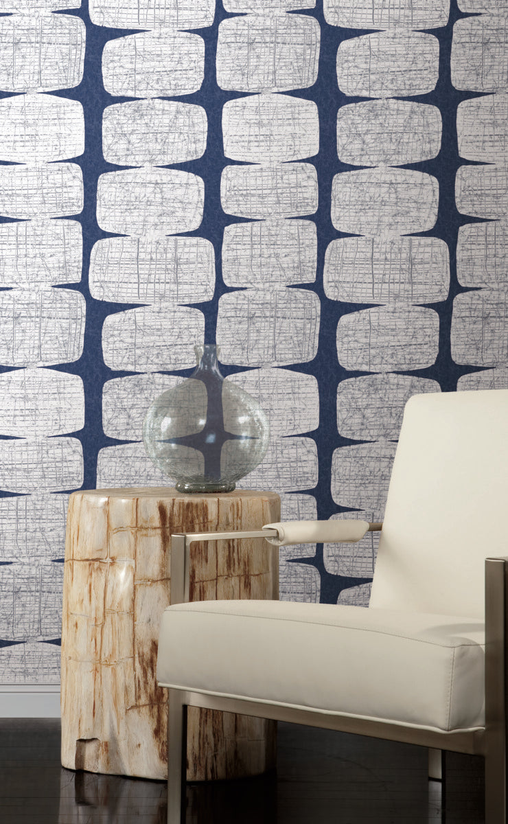 media image for Mid-Century Beads Blue Peel & Stick Wallpaper by RoomMates for York Wallcoverings 278