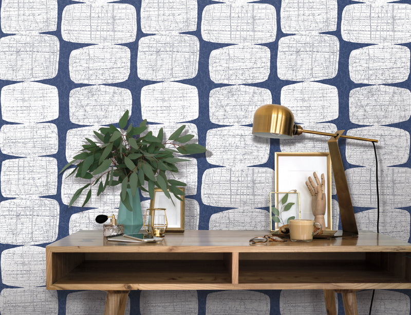 media image for Mid-Century Beads Blue Peel & Stick Wallpaper by RoomMates for York Wallcoverings 228