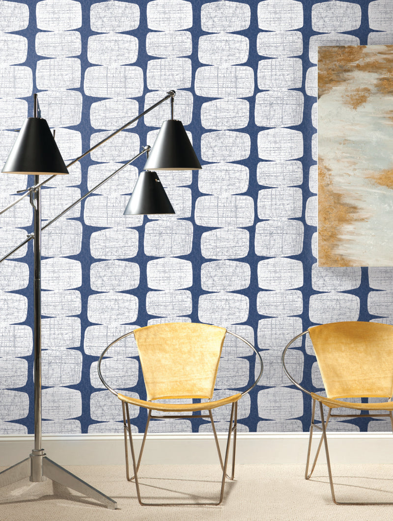 media image for Mid-Century Beads Blue Peel & Stick Wallpaper by RoomMates for York Wallcoverings 251