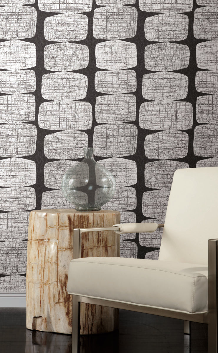 media image for Mid-Century Beads Black Peel & Stick Wallpaper by RoomMates for York Wallcoverings 287