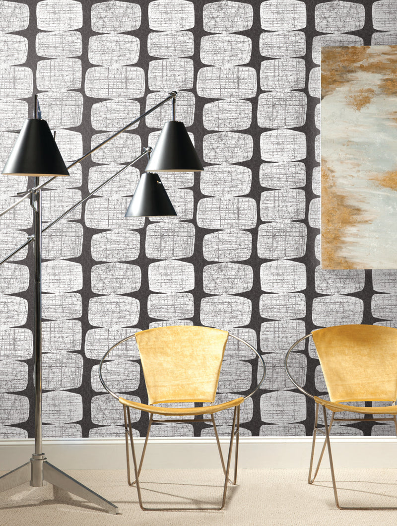 media image for Mid-Century Beads Black Peel & Stick Wallpaper by RoomMates for York Wallcoverings 283
