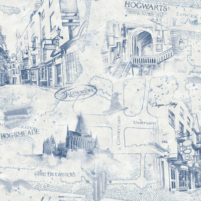 product image for Harry Potter Map Peel & Stick Wallpaper in Blue by RoomMates 78