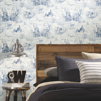 product image for Harry Potter Map Peel & Stick Wallpaper in Blue by RoomMates 79