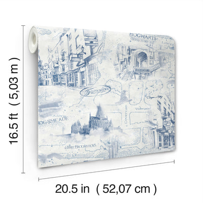 product image for Harry Potter Map Peel & Stick Wallpaper in Blue by RoomMates 42