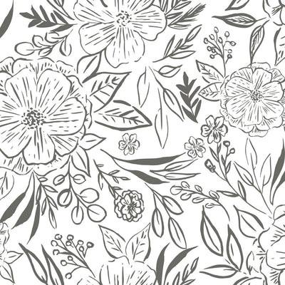 product image for Floral Sketch Peel & Stick Wallpaper in Grey 57