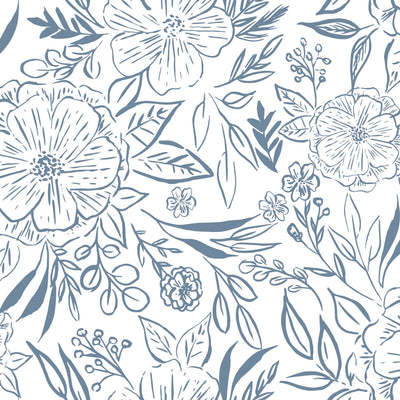 product image of Floral Sketch Peel & Stick Wallpaper in Blue 584