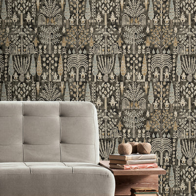 product image for Persian Ikat Black Peel & Stick Wallpaper by RoomMates for York Wallcoverings 4