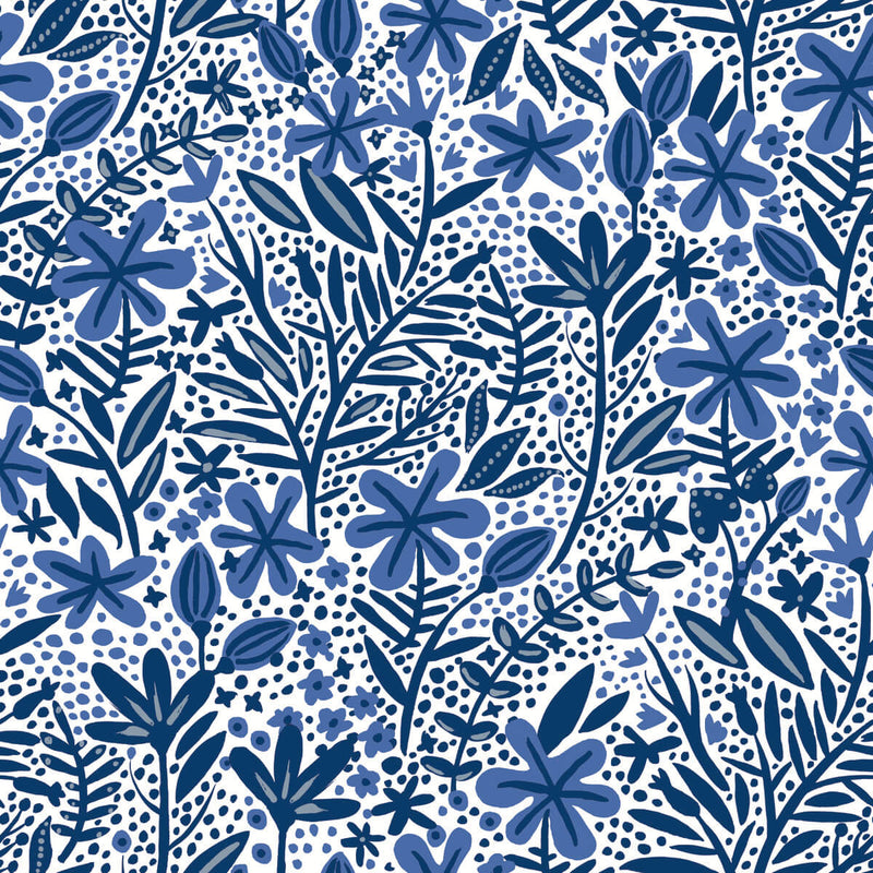 media image for Cat Coquillette Porcelain Garden Peel & Stick Wallpaper in Blue 289