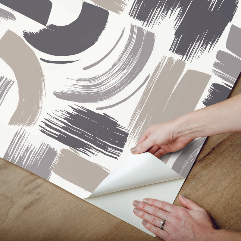 media image for Modern Brushstrokes Peel & Stick Wallpaper in Grey 223