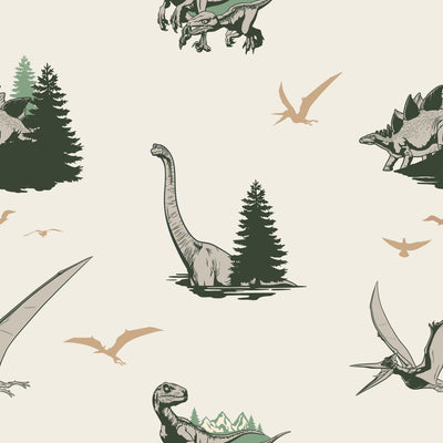 product image of JW Dominion Vintage Dinosaurs Peel & Stick Wallpaper in Green by RoomMates 598