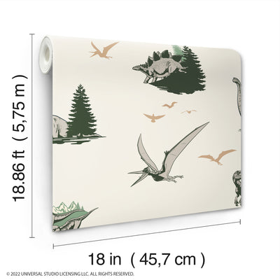 product image for JW Dominion Vintage Dinosaurs Peel & Stick Wallpaper in Green by RoomMates 25