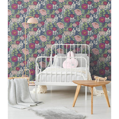 product image for Tamara Day Botanical Garden Peel & Stick Wallpaper in Blue by RoomMates 24