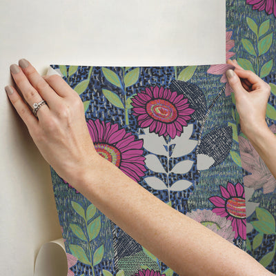 product image for Tamara Day Botanical Garden Peel & Stick Wallpaper in Blue by RoomMates 7